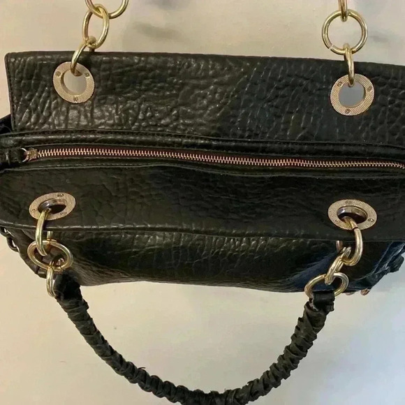 Black Bebe Shoulder Handbag with Silver Hardware Textured Crocodile Purse - Picture 8 of 14